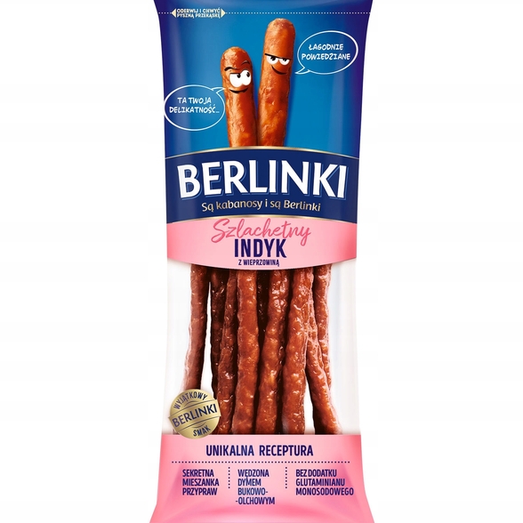 Kabanosy Berlinki z indykiem i wieprzowiną 85g