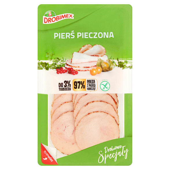 Pierś pieczona w plastrach Drobimex 100g 3 op.