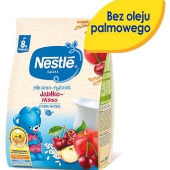 Kaszka mleczno-ryżowa jabłko, wiśnia po 8 miesiącu Nestle 230g 3 szt.