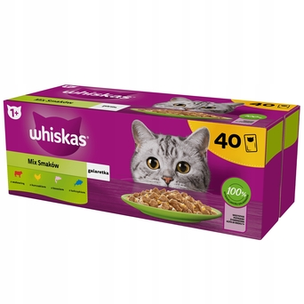 Whiskas 1+ mix smaków mokra karma w galaretce dla kota w saszetkach 40x85g