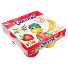 Danonki truskawka-wanilia-banan Danone 4x90g