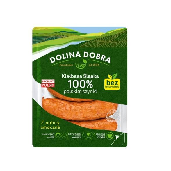 Kiełbasa śląska 100% mięsa Dolina Dobra 375g 3 szt.