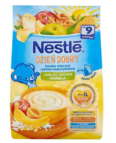 Kaszka mleczna ryżowo-kukurydziana Dzień dobry jabłko, banan, morela po 9 miesiącu Nestle 230g 3 szt.