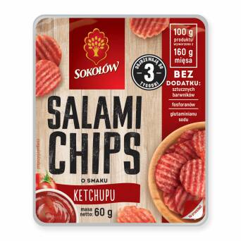 Salami chips o smaku ketchupu Sokołów 60g 3 op.*