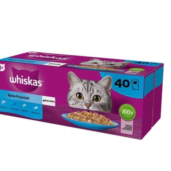 Whiskas 1+ rybne przysmaki mokra karma w galaretce dla kota w saszetkach 40x85g