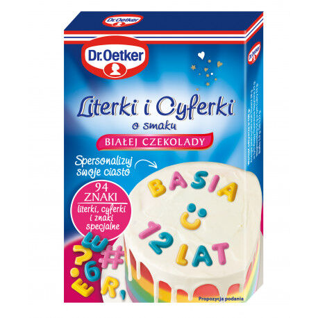 Literki i cyferki o smaku białej czekolady Dr Oetker 38g 3 szt.