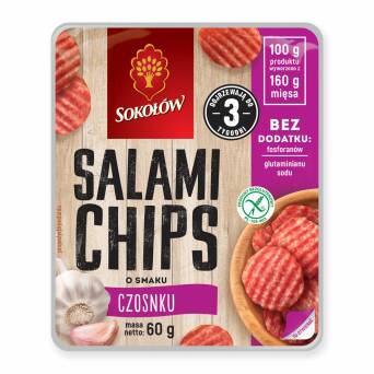 Salami chips o smaku czosnku Sokołów 60g 3 op.