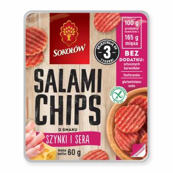 Salami chips o smaku szynki i sera Sokołów 60g