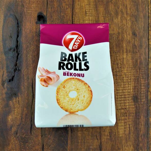 Bake Rolls Chrupki chlebowe o smaku bekonu 7 Days 150g 3 szt.