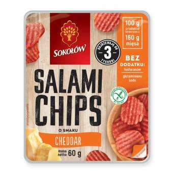 Salami chips o smaku sera chedar Sokołów 60g 3 op.*