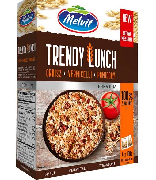 Trendy lunch orkisz, vermicelli, pomidory Melvit 4x100g