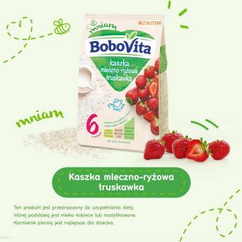 Kaszka mleczno-ryżowa truskawka po 6 miesiącu BoboVita 230g 3 szt.