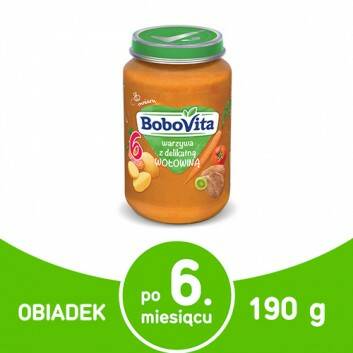 Warzywa z delikatną wołowiną po 6 miesiącu BoboVita Bio 190g