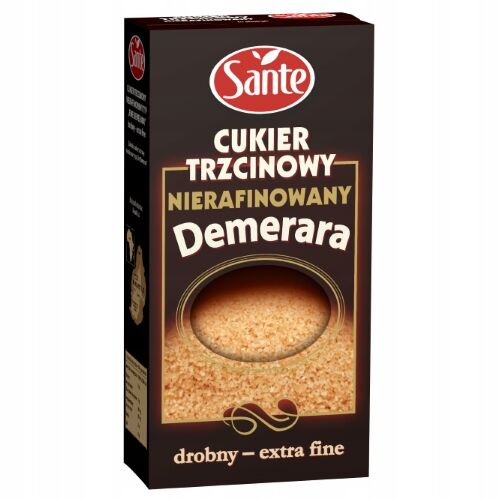 Cukier trzcinowy nierafinowany demerara drobny Sante 500g