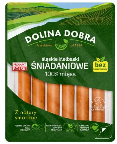 Kiełbaski śniadaniowe 100% mięsa Dolina Dobra 250g 3 szt.