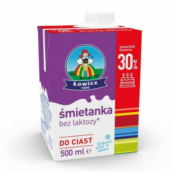 Śmietana 30% bez laktozy Łowicz 500ml 3 szt.*