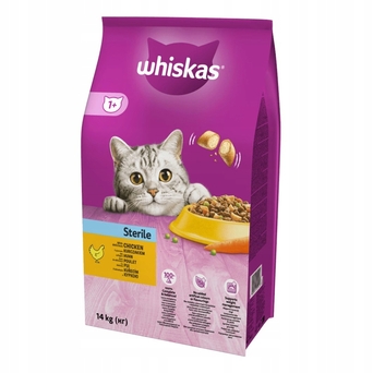 Whiskas 1+ sterile sucha karma dla kotów z kurczakiem 14kg