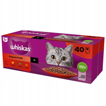 Whiskas 1+ klasyczne posiłki mokra karma w sosie dla kota w saszetkach 40x85g