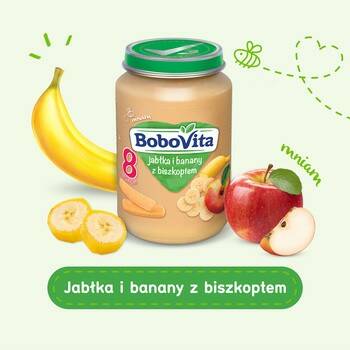 Jabłka i banany z biszkoptem po 8 miesiącu BoboVita 190g 3 szt.