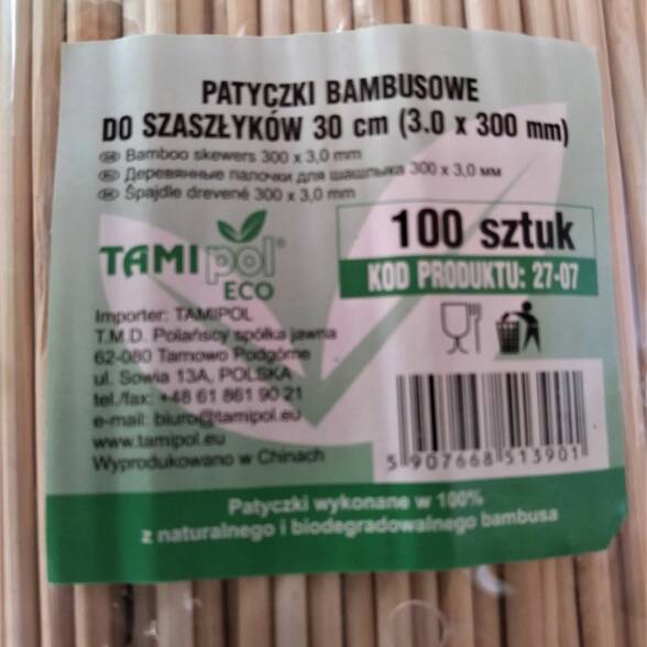 Patyczki bambusowe do szaszłyków 30 cm 100 szt. 3 op.