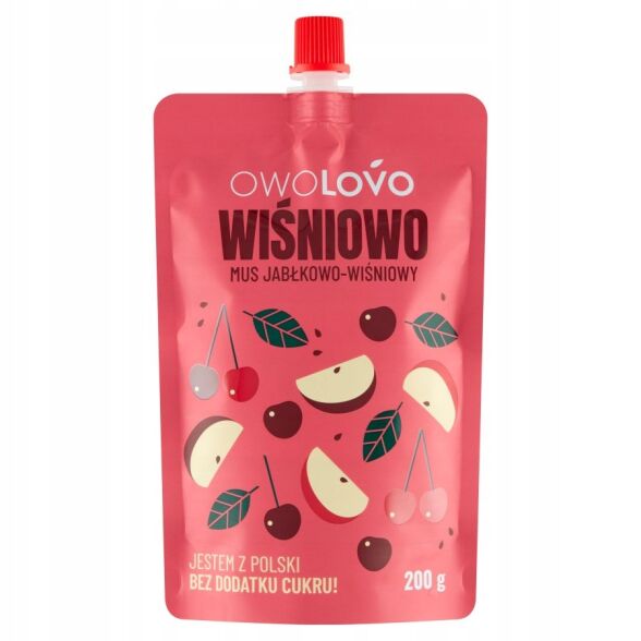 Mus owocowy premium jabłkowo-wiśniowy OWOLOVO 200g 3 szt.