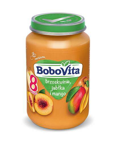 Brzoskwinie, jabłka i mango po 8 miesiącu BoboVita 190g 3 szt.