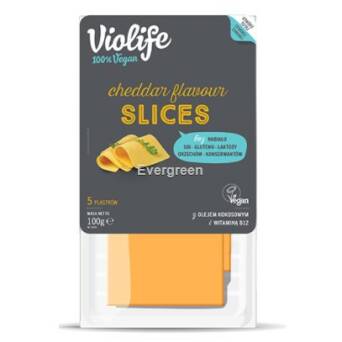 Ser cheddar flavour w plastrach Violife 100g