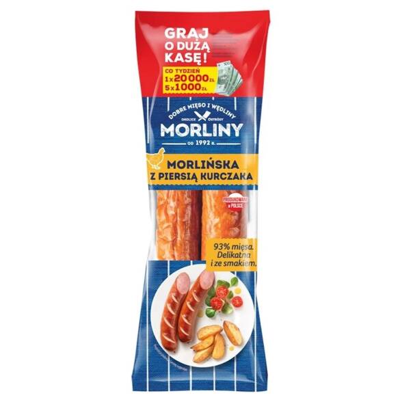 Kiełbasa morlińska z piersią kurczaka Morliny 400g 3 op.