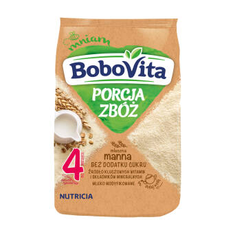 Kaszka Porcja Zbóż mleczna manna bez cukru po 4 miesiącu BoboVita 210g 3 szt.
