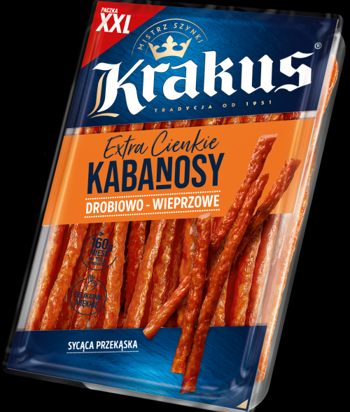 Kabanosy extra cienkie drobiowo-wieprzowe Krakus 250g 3 szt.*