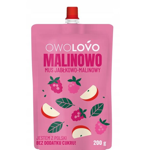 Mus owocowy premium jabłkowo-malinowy OWOLOVO 200g 3 szt.