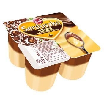 Pudding Serduszko o smaku waniliowym z sosem czekoladowym Zott 4x125g