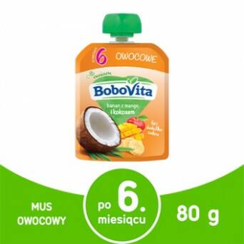 Banan z mango i mlekiem kokosowym w tubce po 6 miesiącu BoboVita 80g