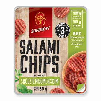 Salami chips o smaku śródziemnomorskim Sokołów 60g 3 op.*