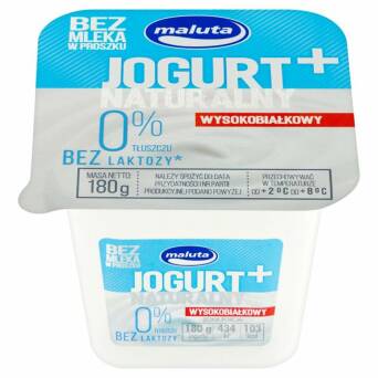 Jogurt+ naturalny wysokobiałkowy bez laktozy 0% Maluta 180g