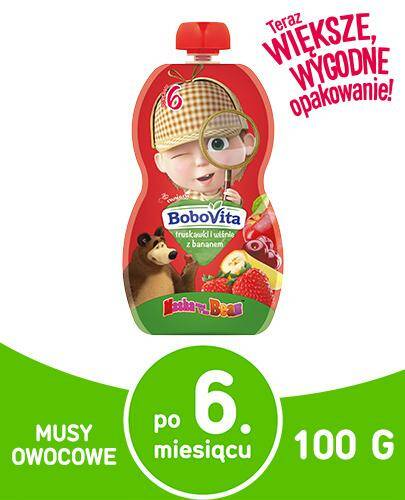 Truskawki i wiśnie z bananem w tubce po 6 miesiącu BoboVita 100g 3 szt.