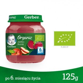 Deserek jabłko, burak po 6 miesiącu Gerber Organic 125g 3 szt.