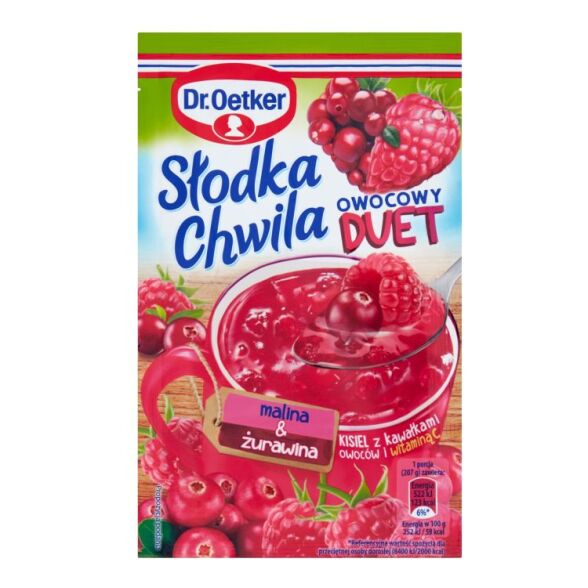 Słodka chwila kisiel z kawałkami maliny i żurawiny dr.Oetker 30g 3 szt.