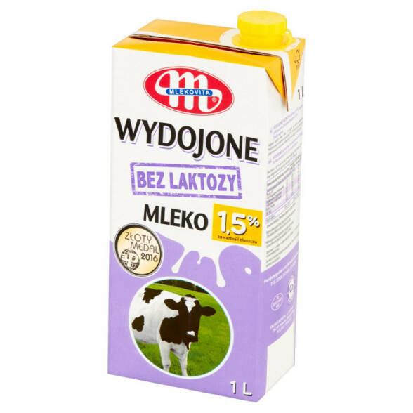 Mleko wydojone 1,5% bez laktozy Mlekovita kartonik 1l