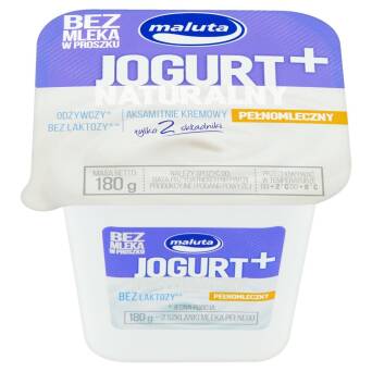 Jogurt+ naturalny pełnomleczny bez laktozy 0% Maluta 180g