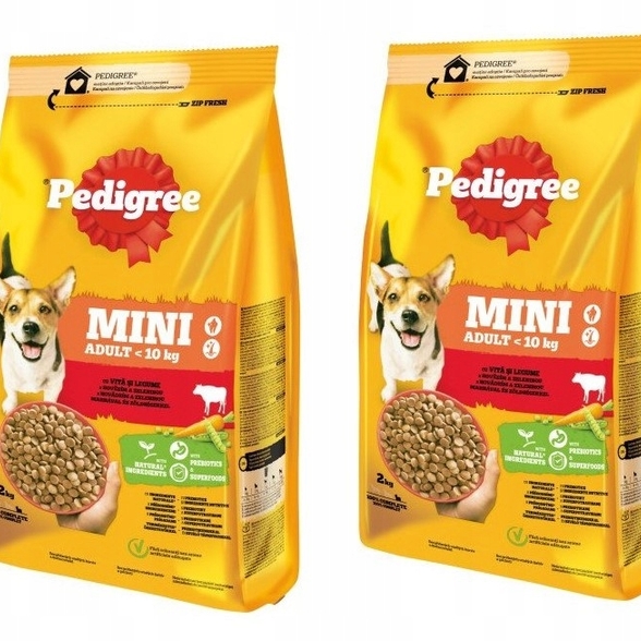 Pedigree adult mini sucha karma z wołowiną, dla psów małych ras, 2x2kg