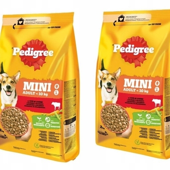 Pedigree adult mini sucha karma z wołowiną, dla psów małych ras, 2x2kg