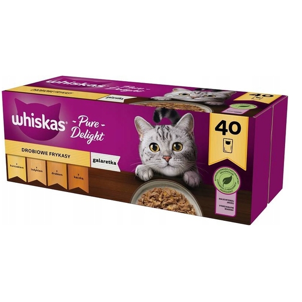 Whiskas pure delight drobiowe frykasy  mokra karma w galaretce dla kota w saszetkach 40x85g