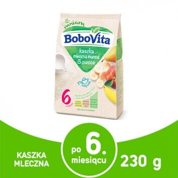 Kaszka mleczna-manna 3 owoce po 6 miesiącu BoboVita 230g