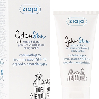 Ziaja GdanSkin krem do twarzy, rozświetlający, głęboko nawadniający, spf 15, na dzień 50 ml