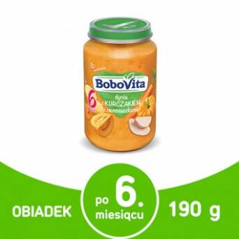 Dynia z kurczakiem i warzywami po 6 miesiącu BoboVita Bio 190g 3 szt.