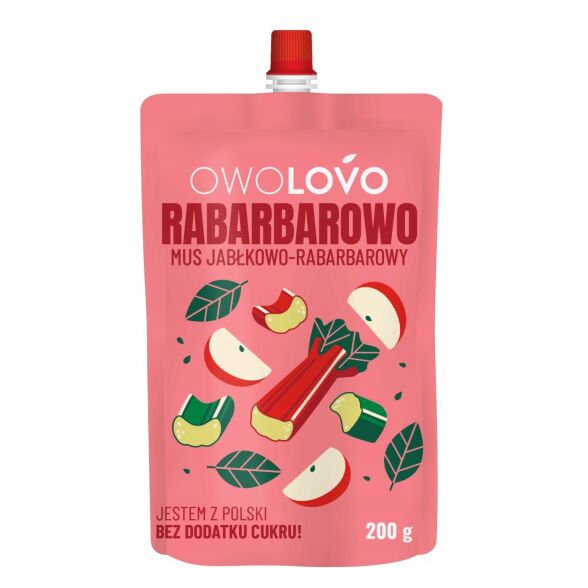 Mus owocowy premium jabłkowo-rabarbarowy OWOLOVO 200g 3 szt.