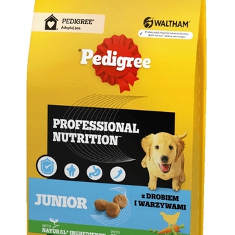 Pedigree professional nutrition junior z drobiem i warzywami, średnie i duże rasy 12kg