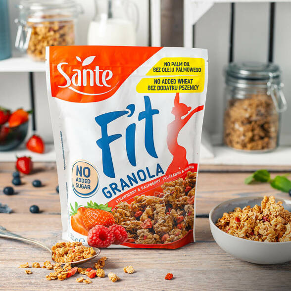 Fit Granola truskawka & wiśnia Sante 300g 3 szt.