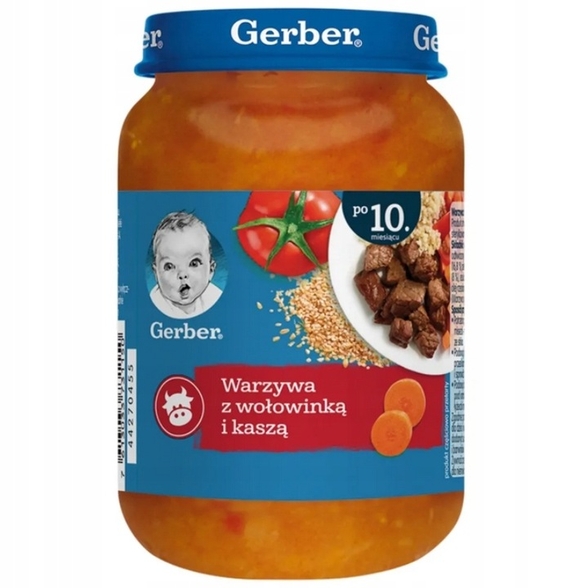 Obiadek warzywa z wołowinką i kaszą po 10 miesiącu Gerber 190g